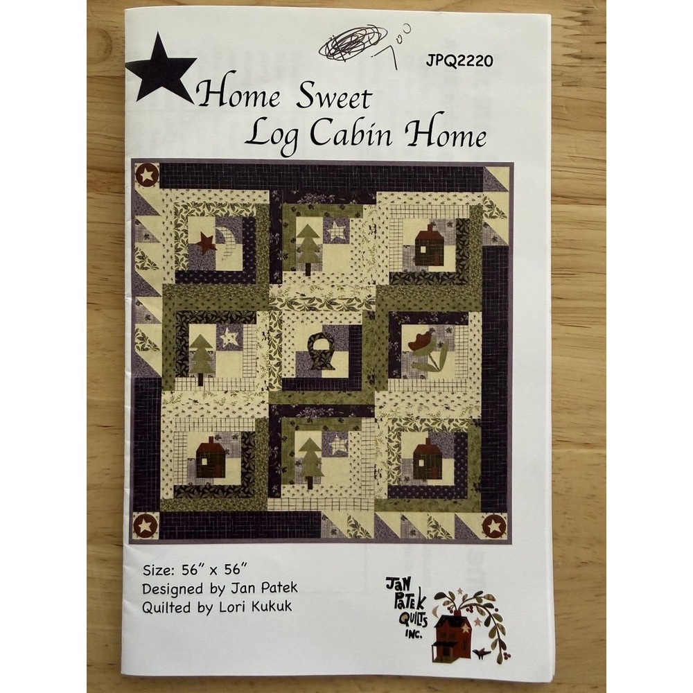 Home‎ Sweet Log Cabin Home Quilt Pattern 56"x56" Designed By Jan Patek